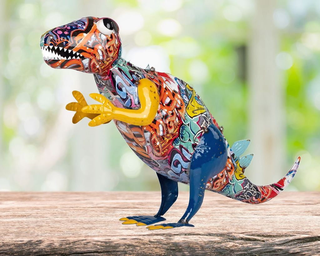 FORMANO Metall-Figur Leguan Street-Art Design 77x 24 cm Handbemalt Glänzend Tier