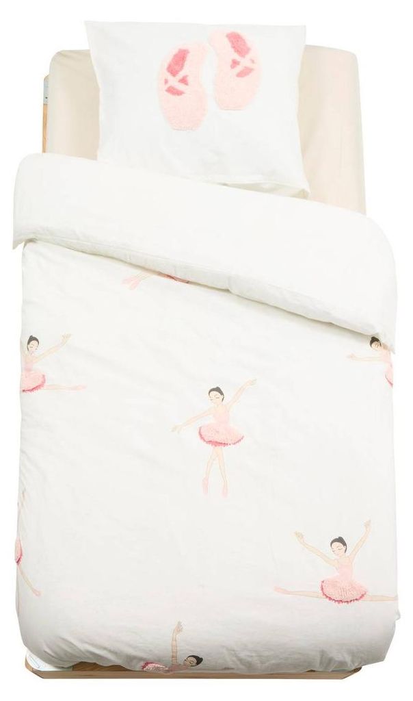 Bettwäsche set tufy 140x200 cm weiß ballerina-druck - Atmosphera créateur d'intérieur