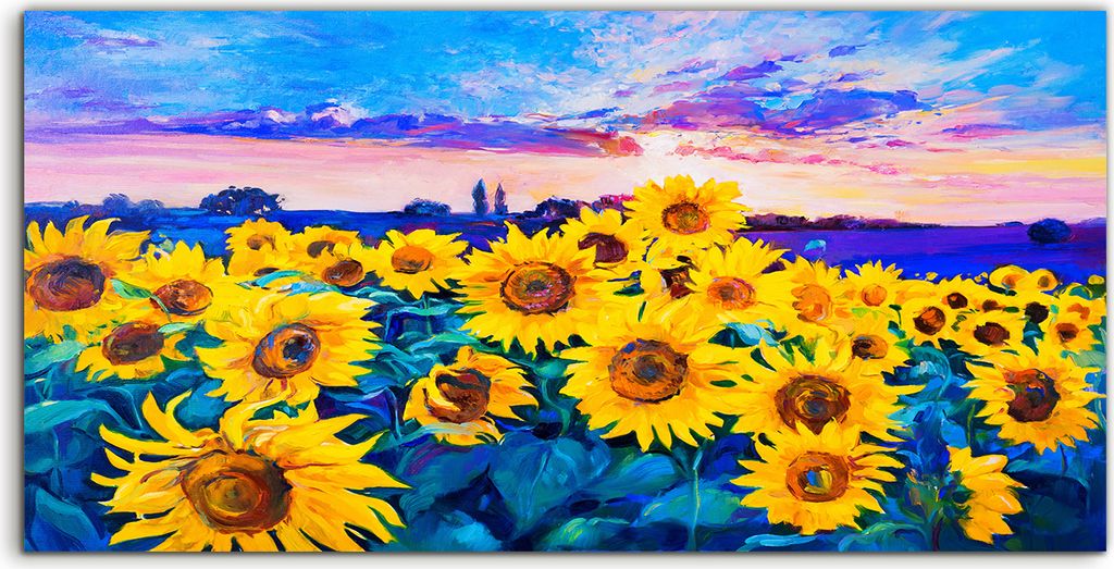 Coloray Acrylbild 120x60 Wandbild Acrylbilder SonnenBlumen Malerei Impressionismus