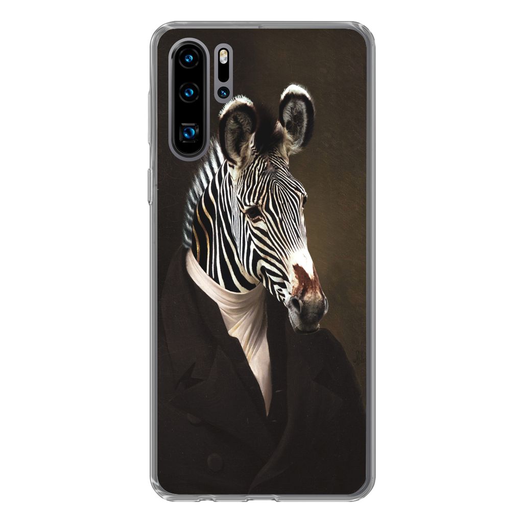 MuchoWow Handyhülle Schutzhülle Hülle für Huawei P30 Pro Zebra - Kunst - Tierkopf Silikon Softcase Handy Hülle - Schutzdeckel