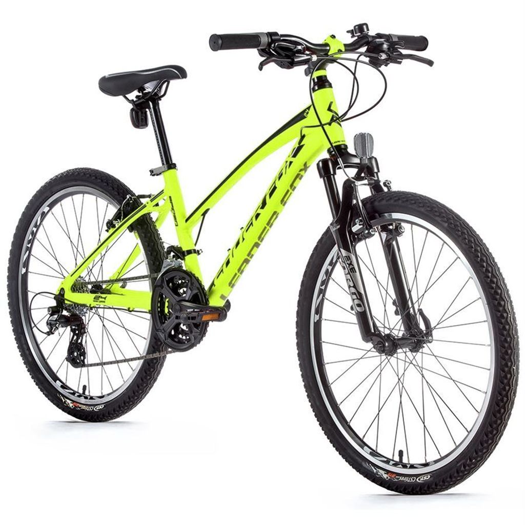 24 Zoll Alu Mountainbike Leader Fox Spider Girl 21 Gang Mädchen Rad Neon Gelb