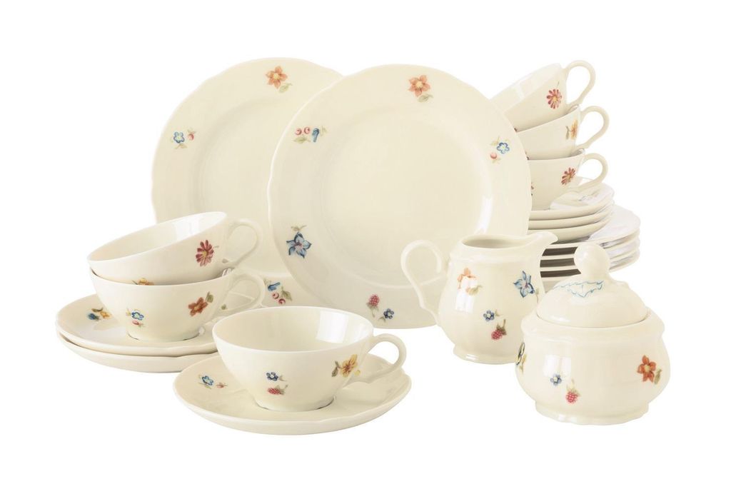 Seltmann Weiden Marieluise Blütenmeer Teeservice, Tee Service, Teeset, Porzellangeschirr, Hartporzellan, Bunt, 20-tlg., 1301506