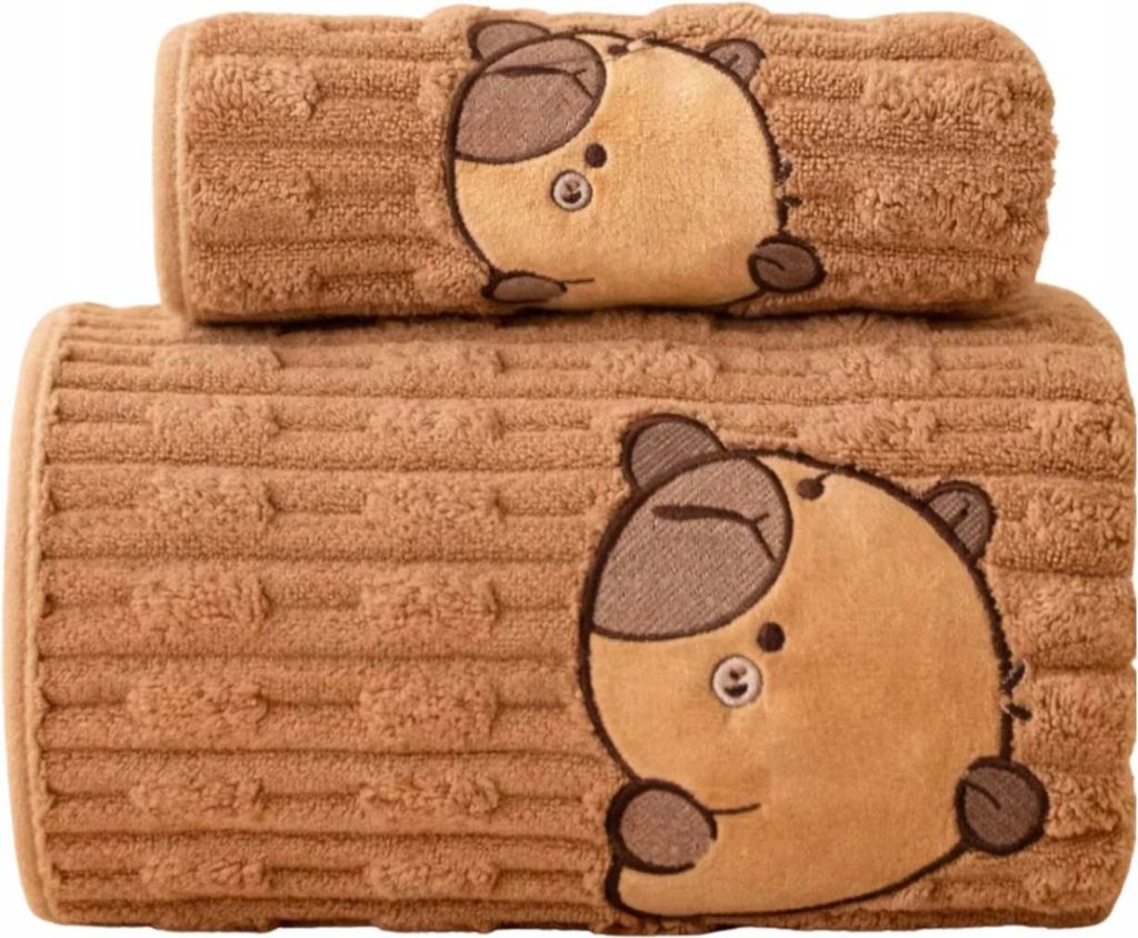 2er Set Badehandtücher für Kinder – Capybara – 70×140 cm + 35×75 cm – Badetuch & Handtuch für Hände und Gesicht