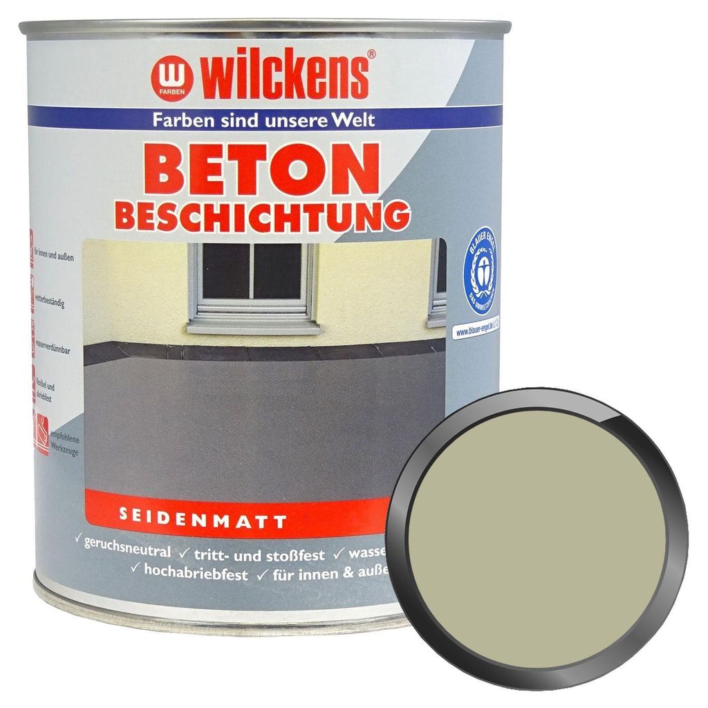 WILCKENS Betonbeschichtung Seidenmatt 0.75 Liter RAL 7032 Kieselgrau