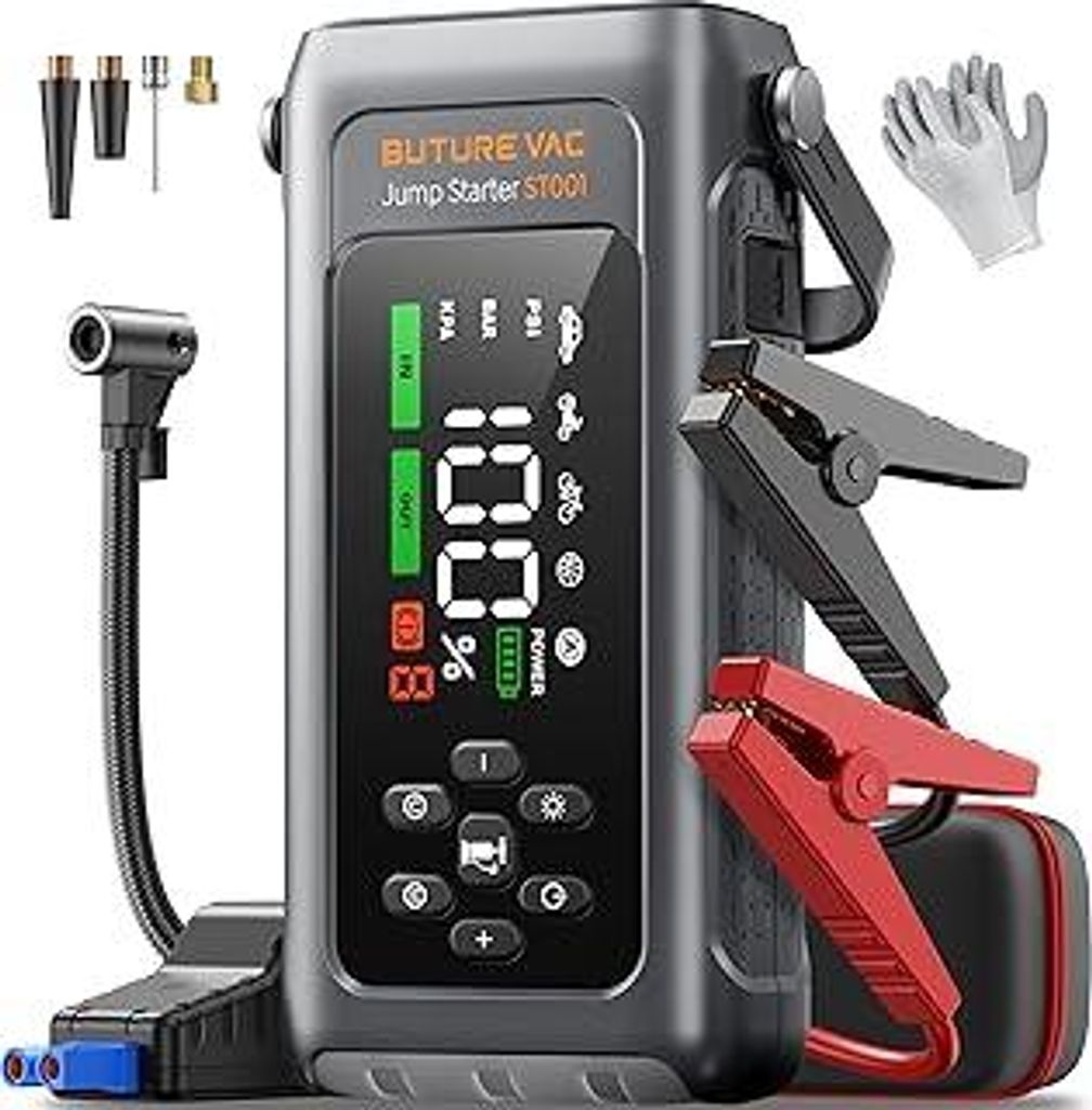 5000A Starthilfe Powerbank mit 150PSI Kompressor, 12V Auto Produktbild 