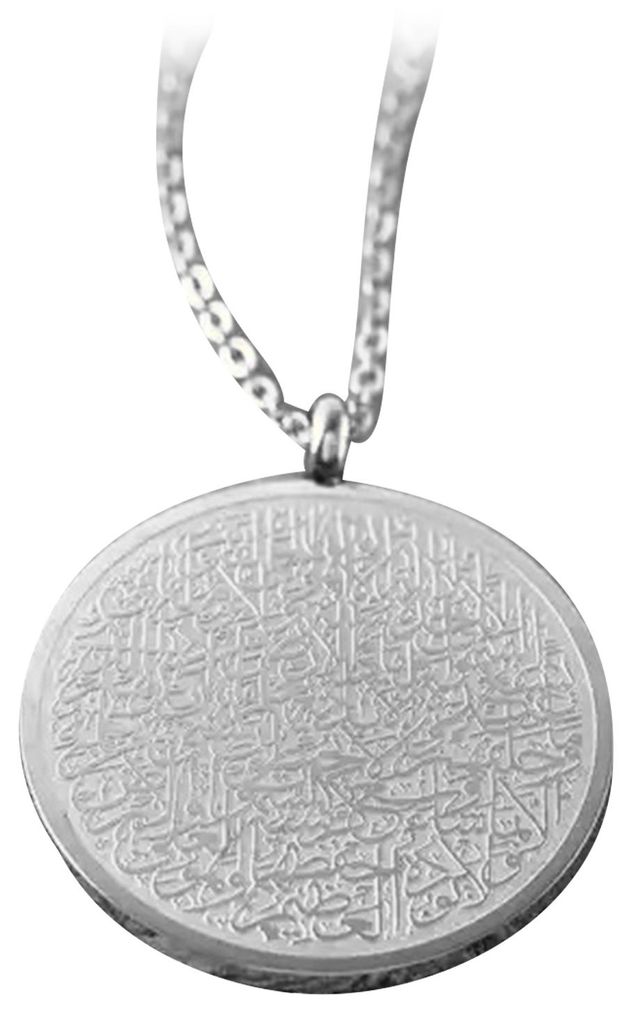 Halskette mit rundem Heiligen-Anhänger, Edelstahl, farbecht, schönes exquisites Muster für Schmuck, Silber, freie Größe