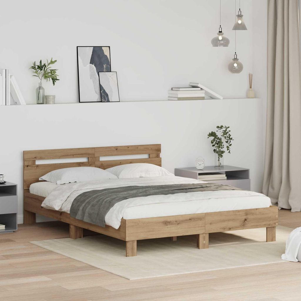 Maison Exclusive - Bettrahmen Artisan-Eiche 140 x 200 cm Holzwerkstoff