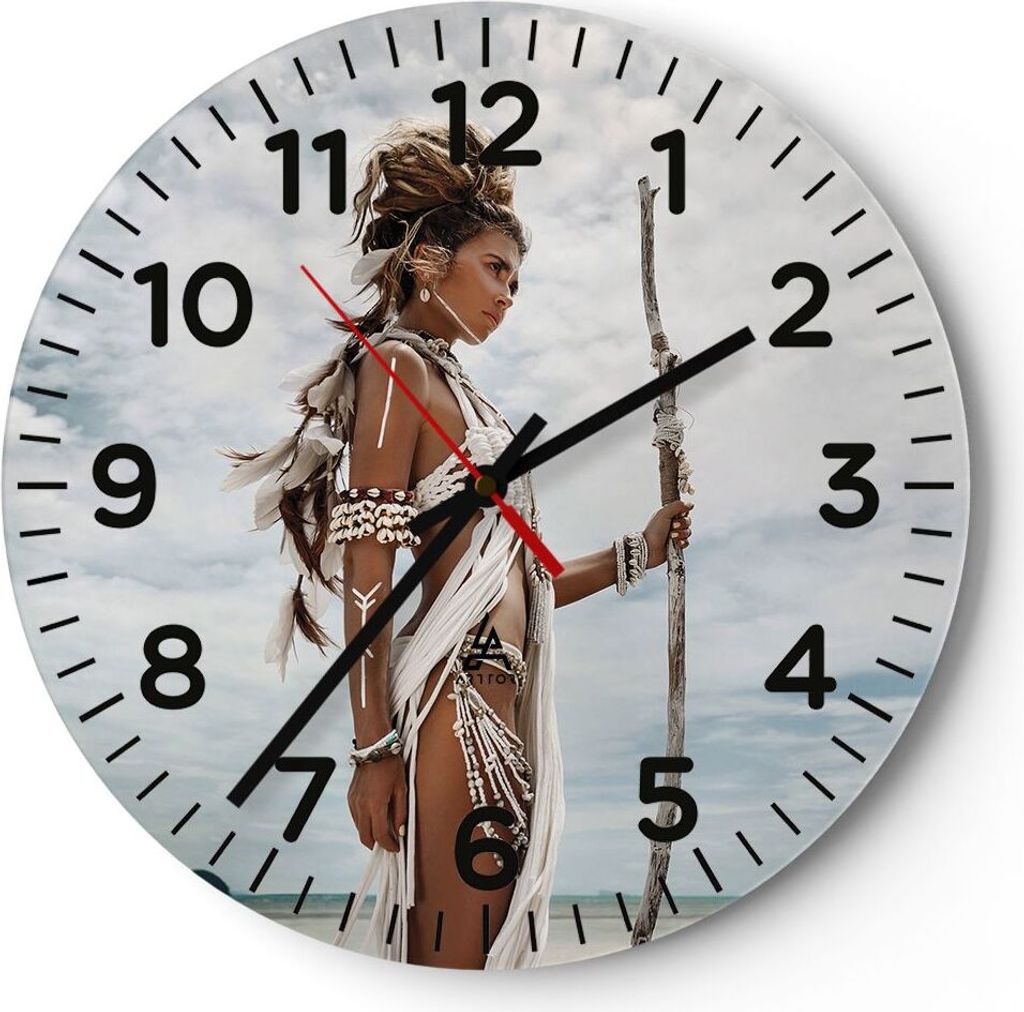 Wanduhr - Rund - Glasuhr - Brennen Mann Frau - 40x40cm - Schleichendes Uhrwerk - Lautlos - zum Aufhängen bereit - Dekoration Modern - Wanddekorati...