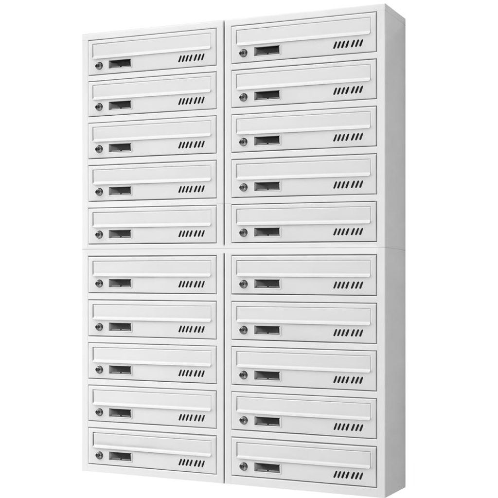 Brievenbus met 20 compartimenten, grijs RAL 7035, diepte 25 Productafbeelding 