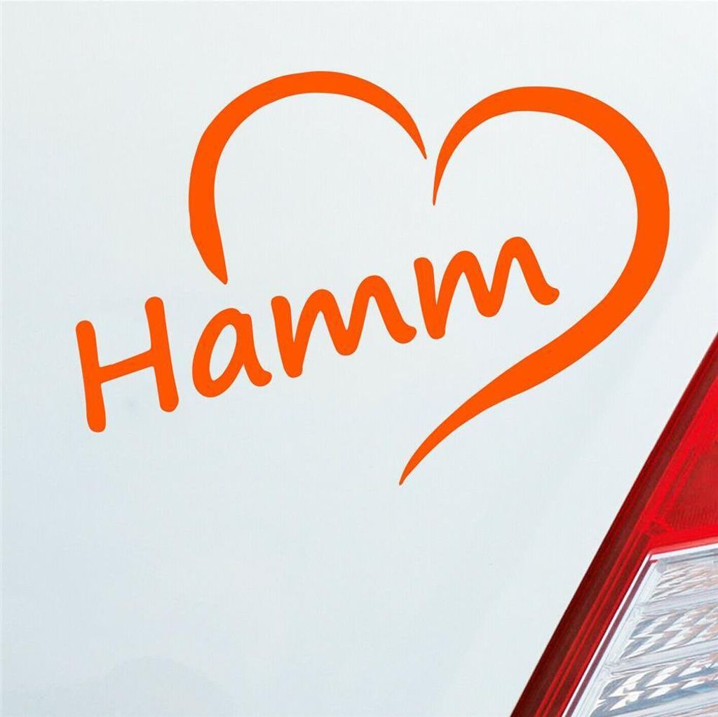 Auto Aufkleber Hamm Herz Stadt City Liebe Love Heimat 12x8 cm Orange Sticker Heckscheibenaufkleber