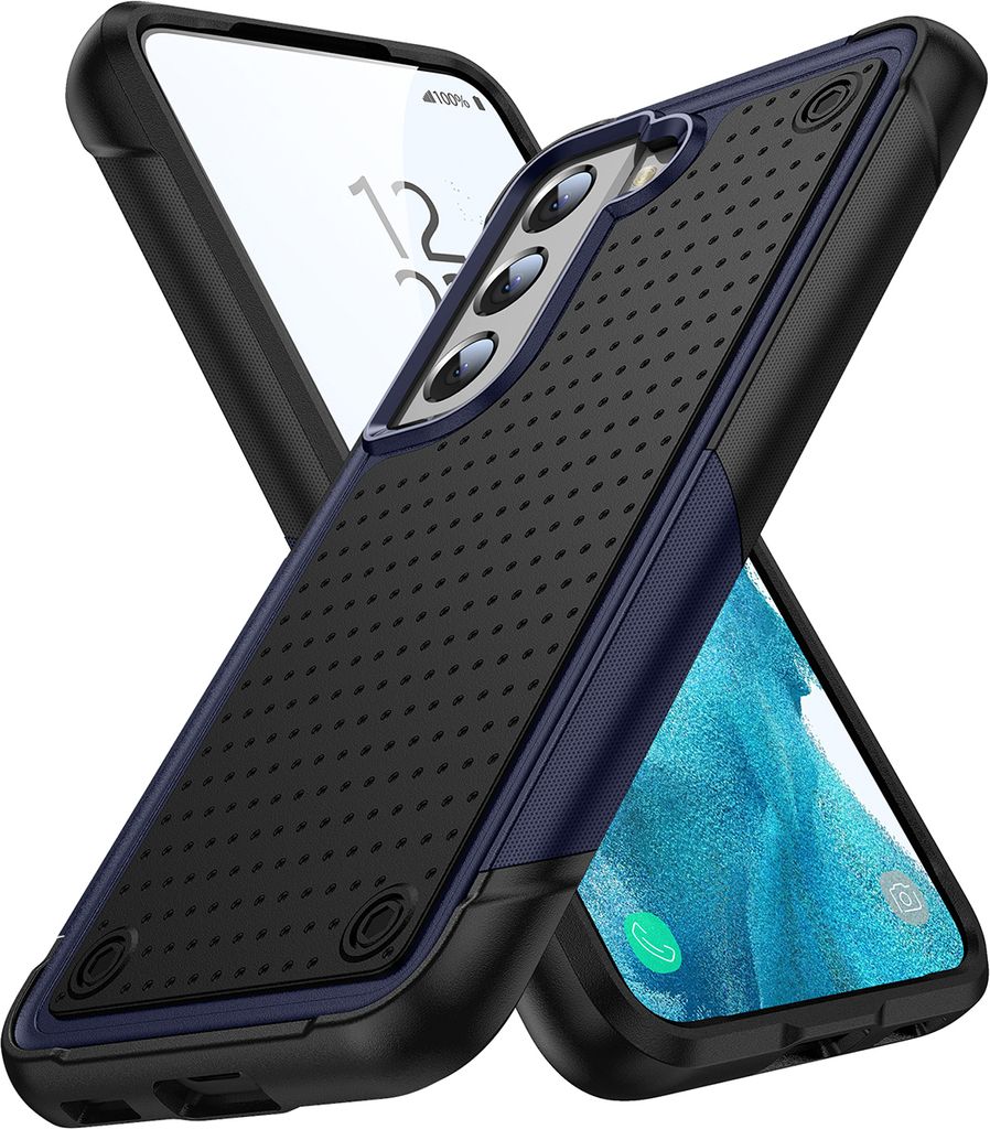 Für Samsung Galaxy S22 5G Hülle Militärqualität Stoßfest Hybrid 2 in 1 Hart PC Weich TPU Handyhülle Blau Schwarz