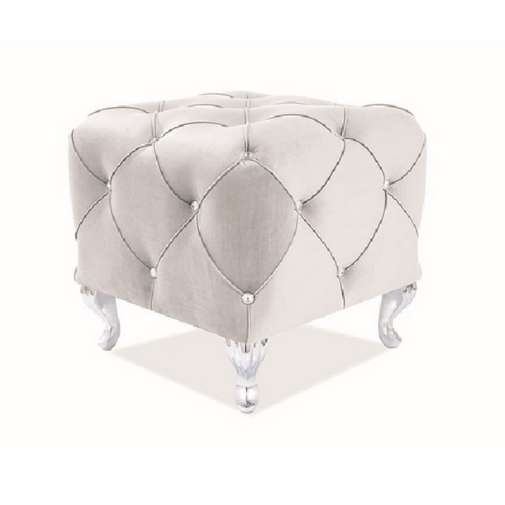 Glamour-Hocker BERTIN – hellgrau Produktbild 