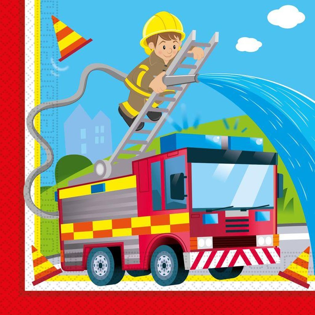 Servietten mit Feuerwehr-Motiv für Kindergeburtstag & Produktbild 
