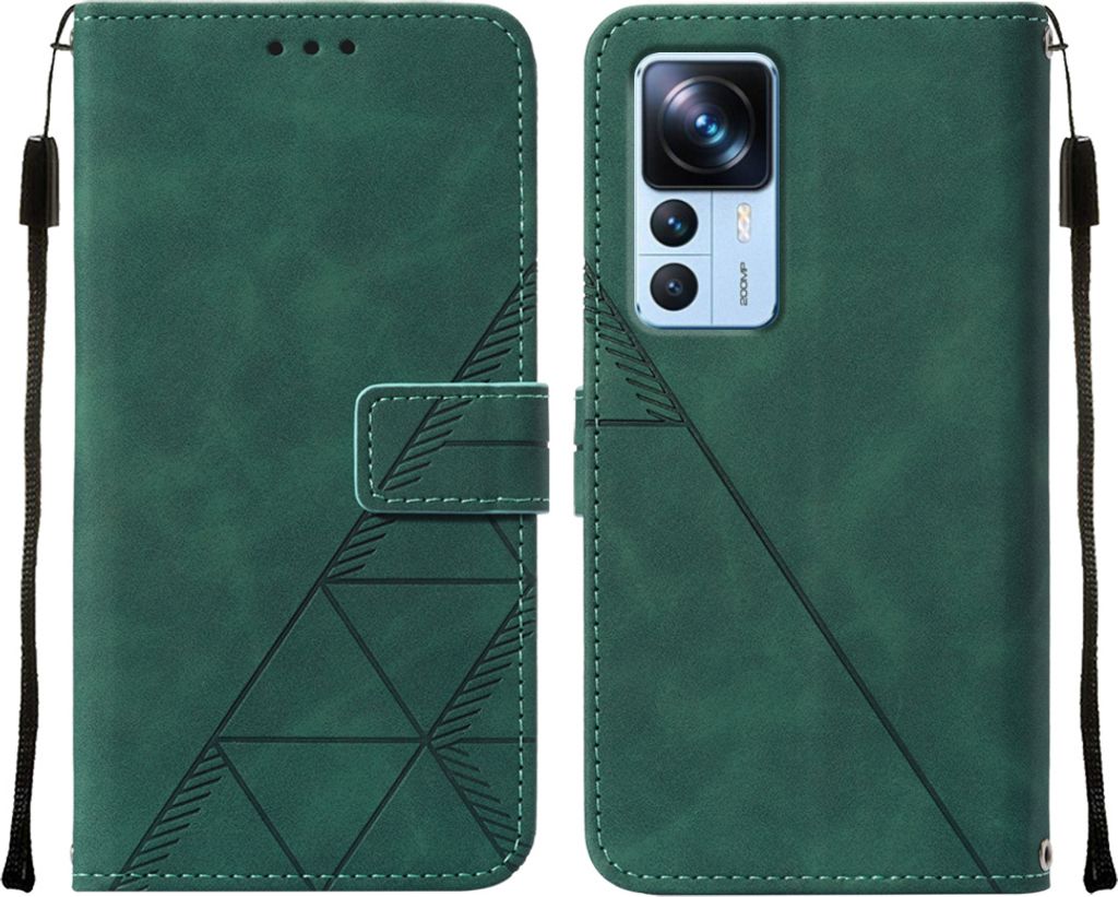 Xiaomi 12T Pro Hülle, Schlank Prägung Flip Leder Kartenfächer Schutzhülle mit Ständer für Xiaomi 12T / Xiaomi 12T Pro Grün