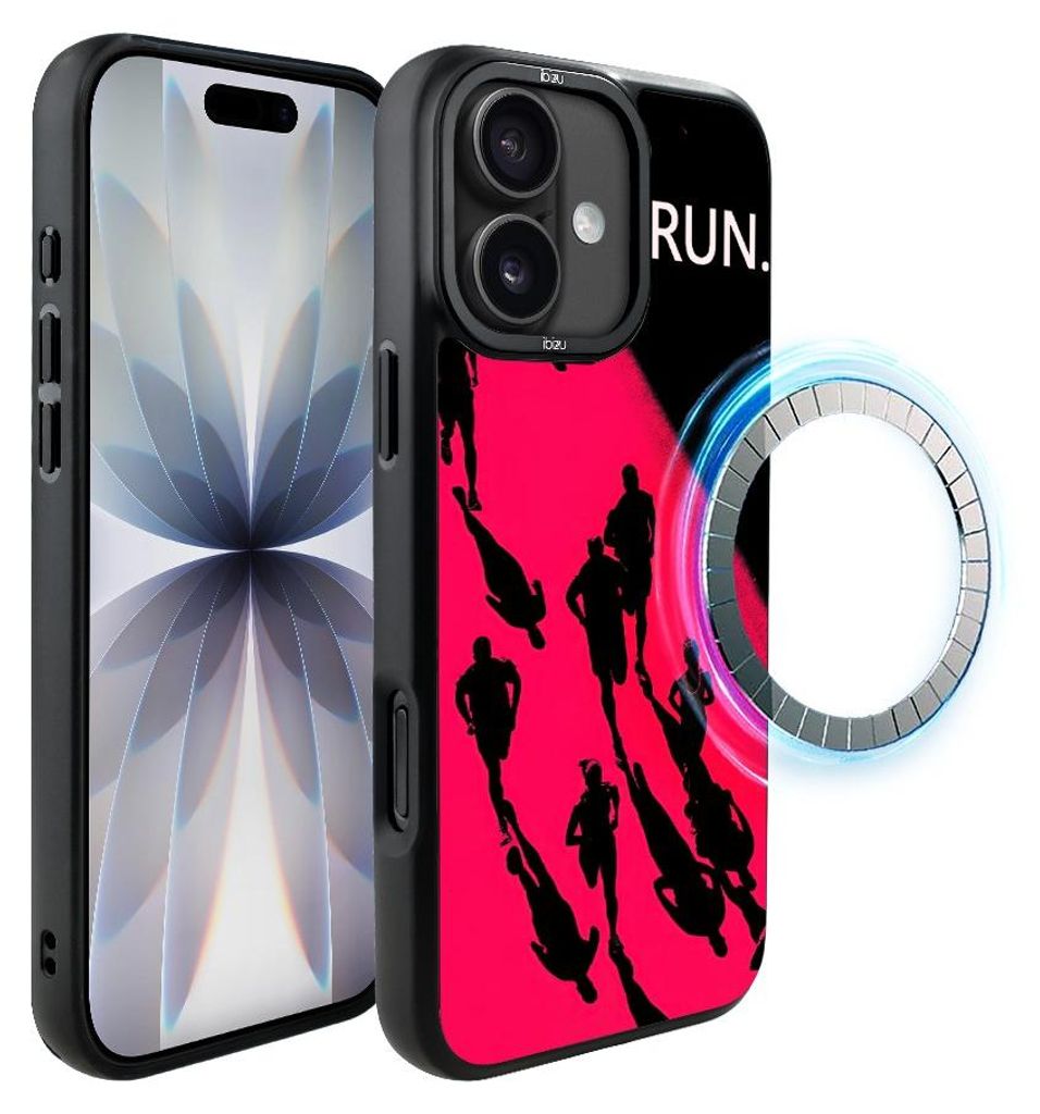 Schutzhülle für das iPhone 17, MagSafe-kompatibel, mattschwarze Seiten, Sport, Laufen, Marathon, rosa