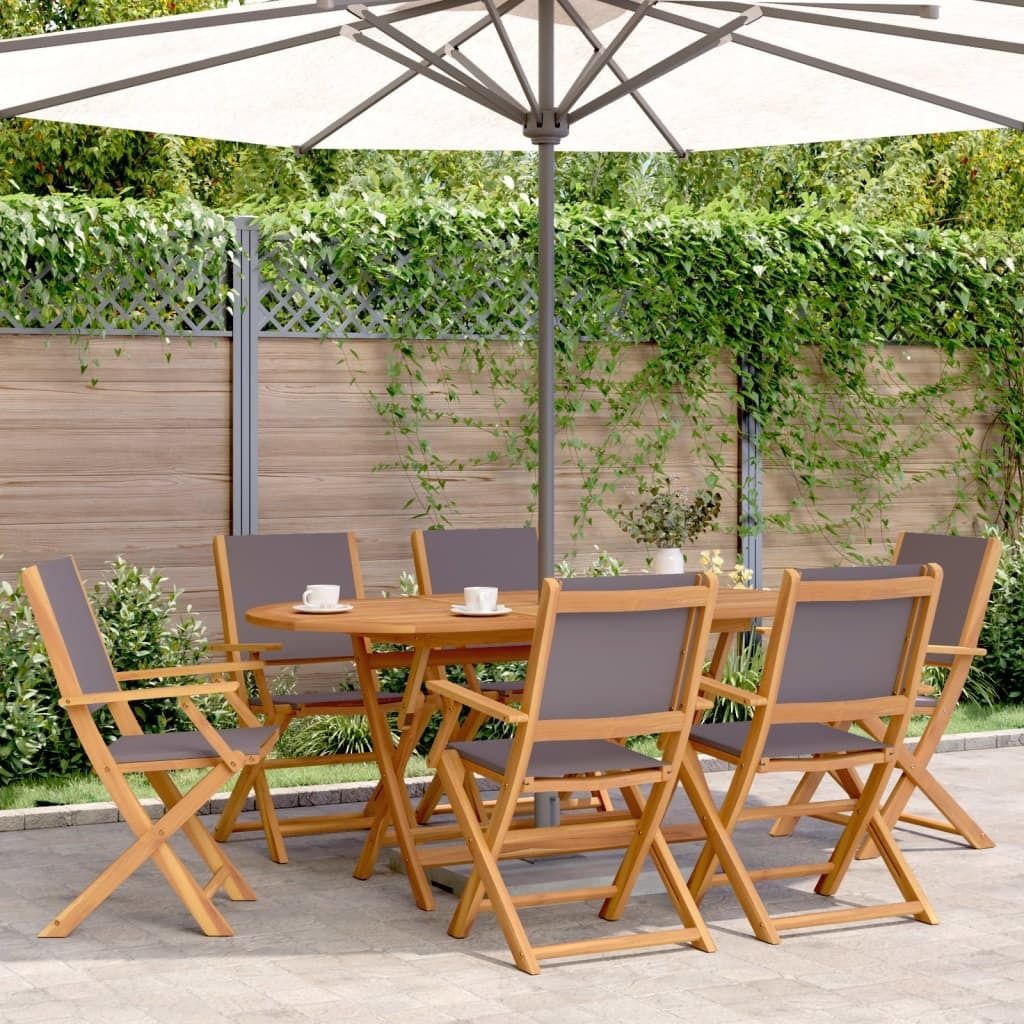 Maison Exclusive - 7-tlg. Garten-Essgruppe Stoff und Massivholz Anthrazit