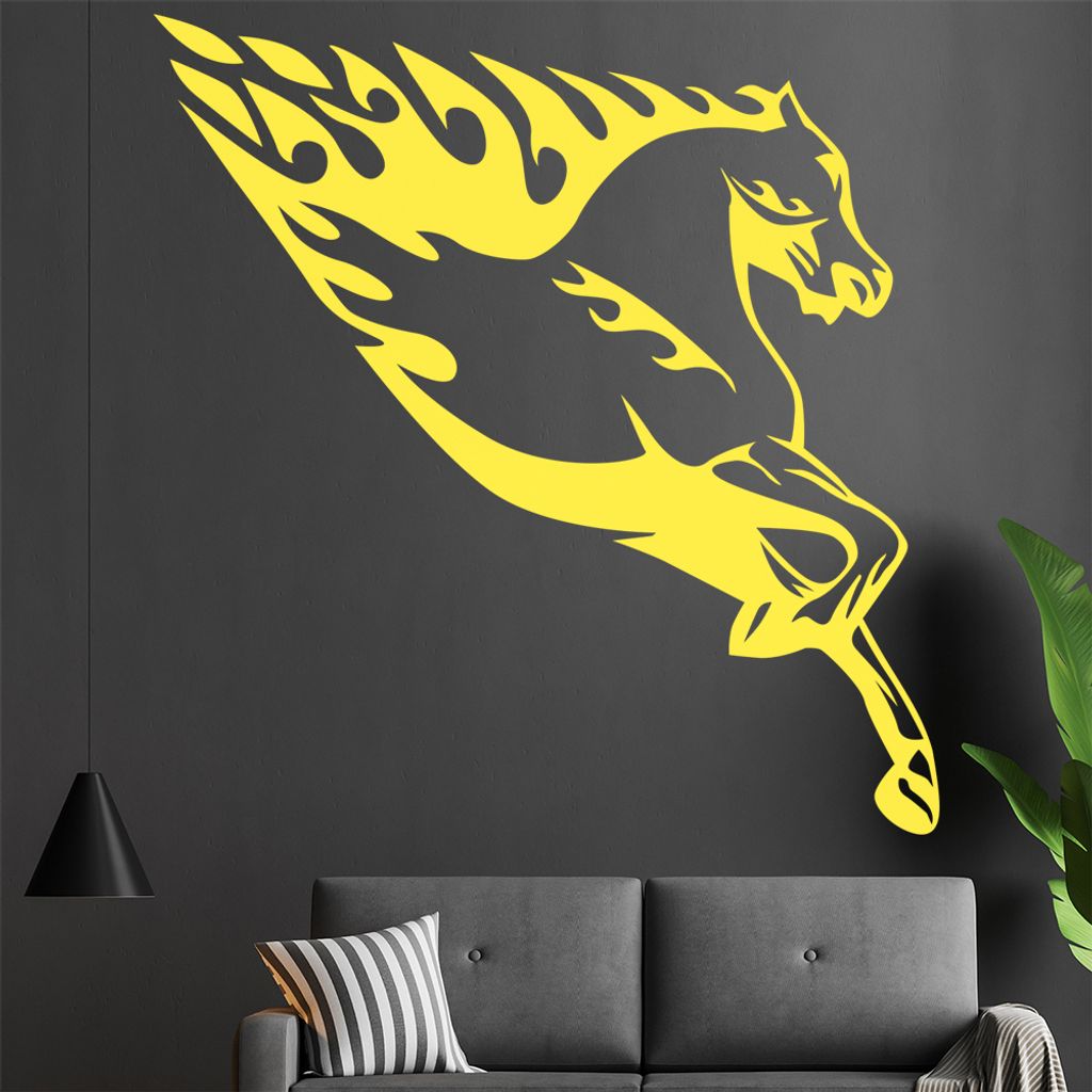 Flammen Pferd Wandtattoo in 6 Größen - Wandaufkleber Wall Sticker - Dekoration, Küche, Wohnzimmer, Schlafzimmer, Badezimmer