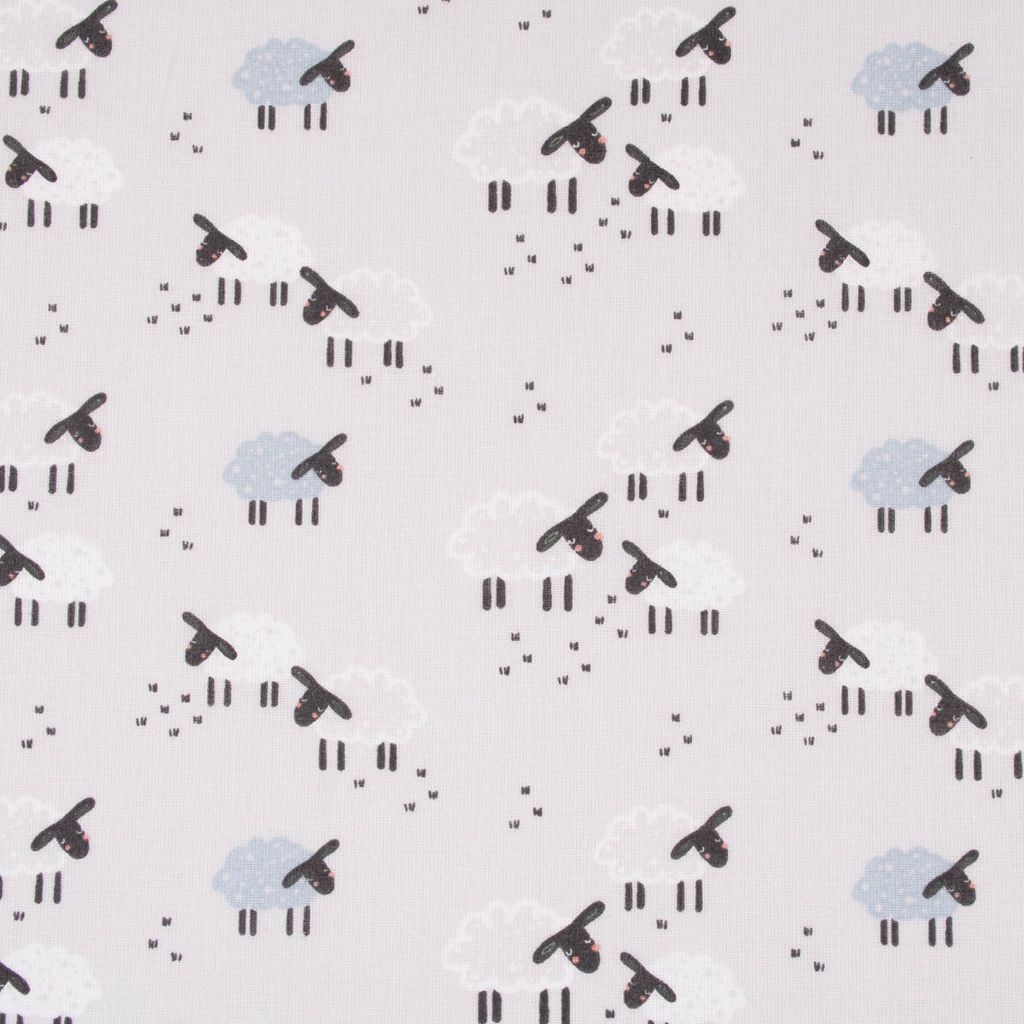 Baumwollstoff Karl Schäfchen grau 1,40m Breite