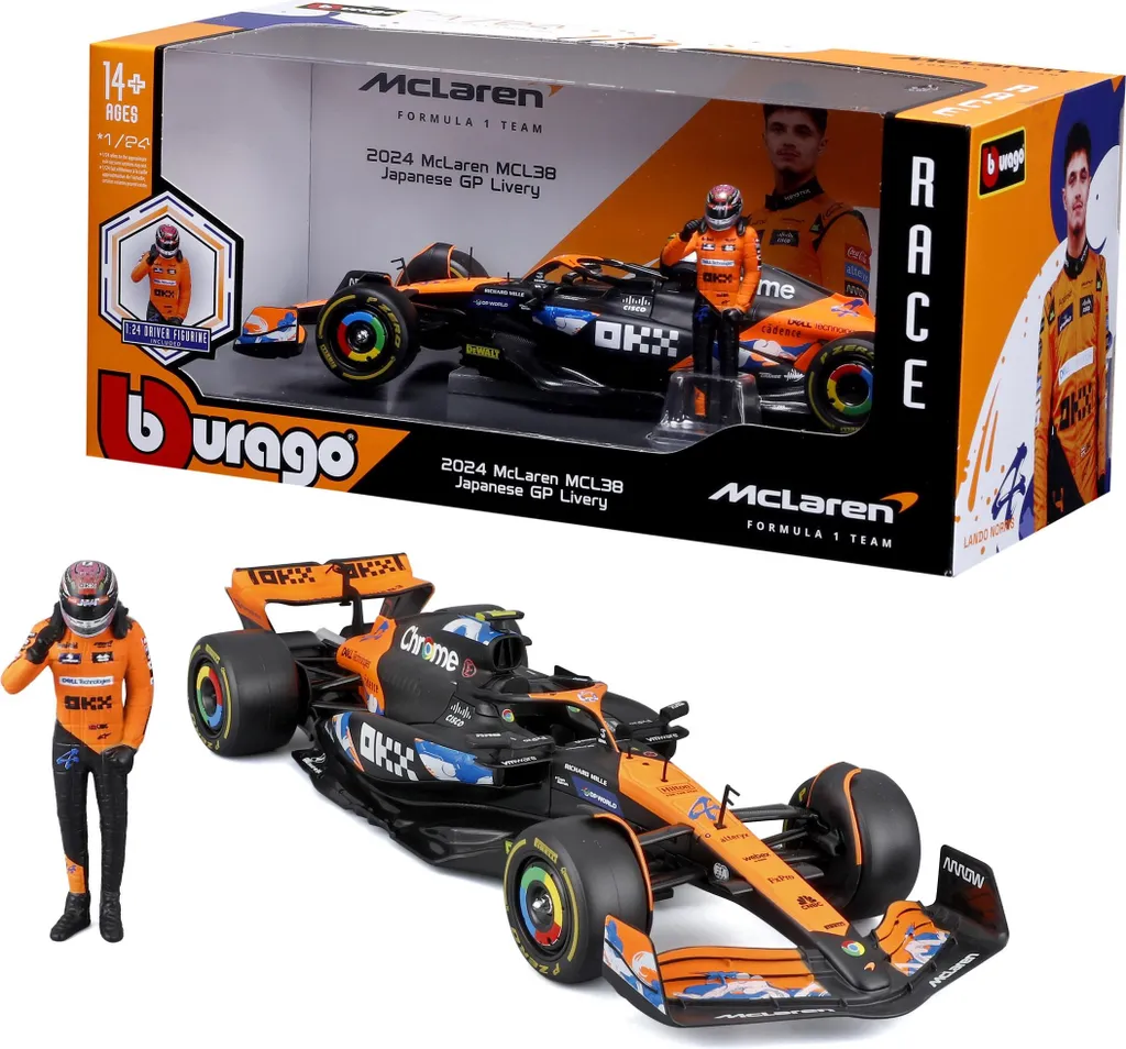 Réplique F1 McLaren MCL38 1:24 Norris GP Japon : La Qualité Bburago 2024