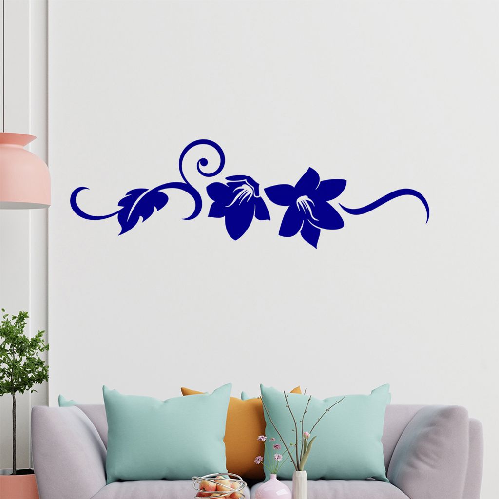 Blume - Linien Wandtattoo in 6 Größen - Wandaufkleber Wall Sticker - Dekoration, Küche, Wohnzimmer, Schlafzimmer, Badezimmer
