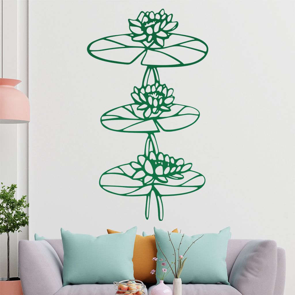 Seerose - Pflanzen Wandtattoo in 6 Größen - Wandaufkleber Wall Sticker - Dekoration, Küche, Wohnzimmer, Schlafzimmer, Badezimmer