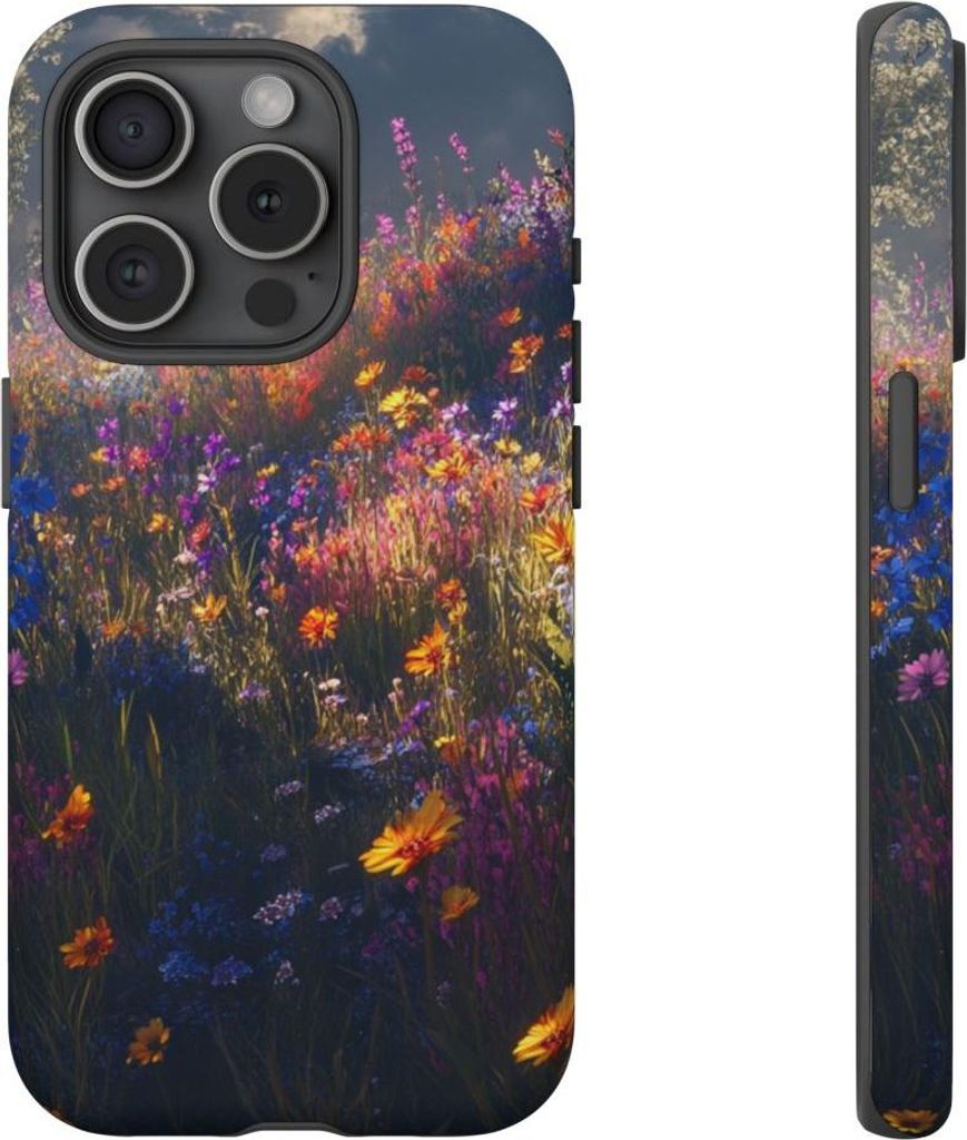 Blühendes Wildblumenfeld – Handyhülle Kompatibel mit iPhone 15 Pro