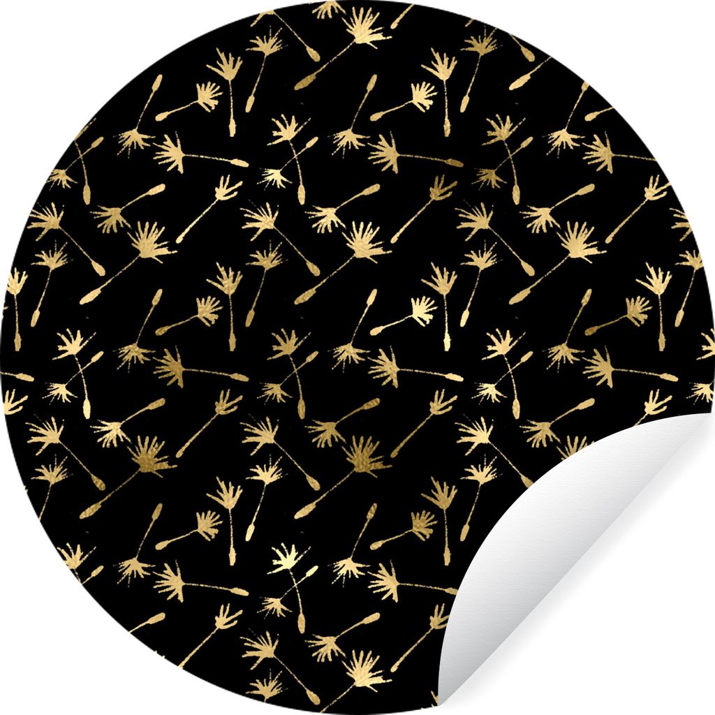 MuchoWow Runde Wandtattoo - Wandsticker Tapete Aufkleber Muster - Saatgut - Gold Ø 80 cm Selbstklebend und Repositionierbar - Wandaufkleber - Kr...