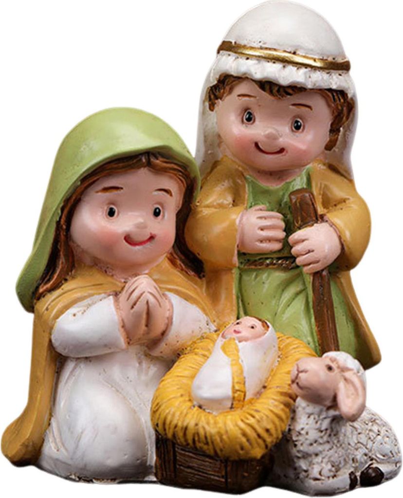 Weihnachtskrippen-Ornament, Harz, gesegnete Figur der Heiligen Familie, Skulptur, Cartoon, Weihnachts-Desktop-Dekoration für Zuhause, Wohnzimmer, ...