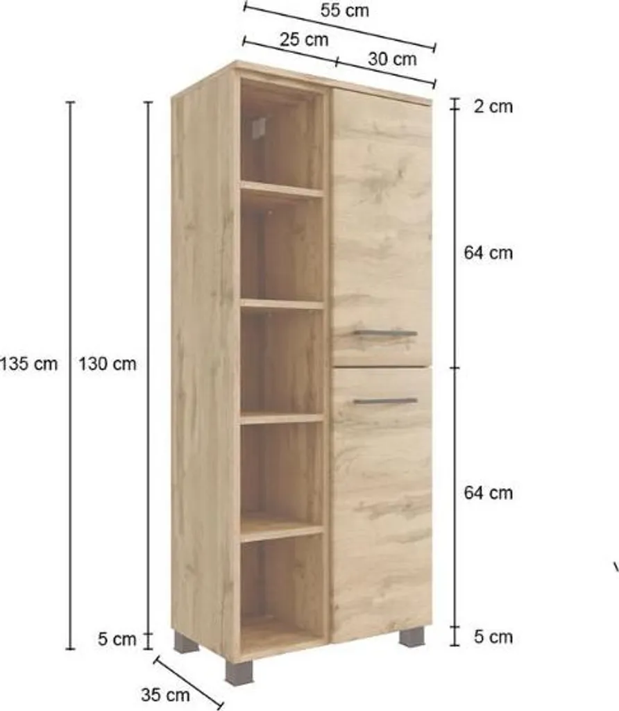 Armoire Malvo 55cm finition Chêne : gain de place et double portes - 9