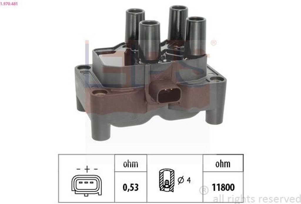 EPS 1.970.481 Zündspule für FORD Fiesta Mk6 Schrägheck (JA8, JR8) FOCUS III Turnier Fiesta Mk5 Schrägheck (JH1, JD1, JH3, JD3) MONDEO IV Turnie...
