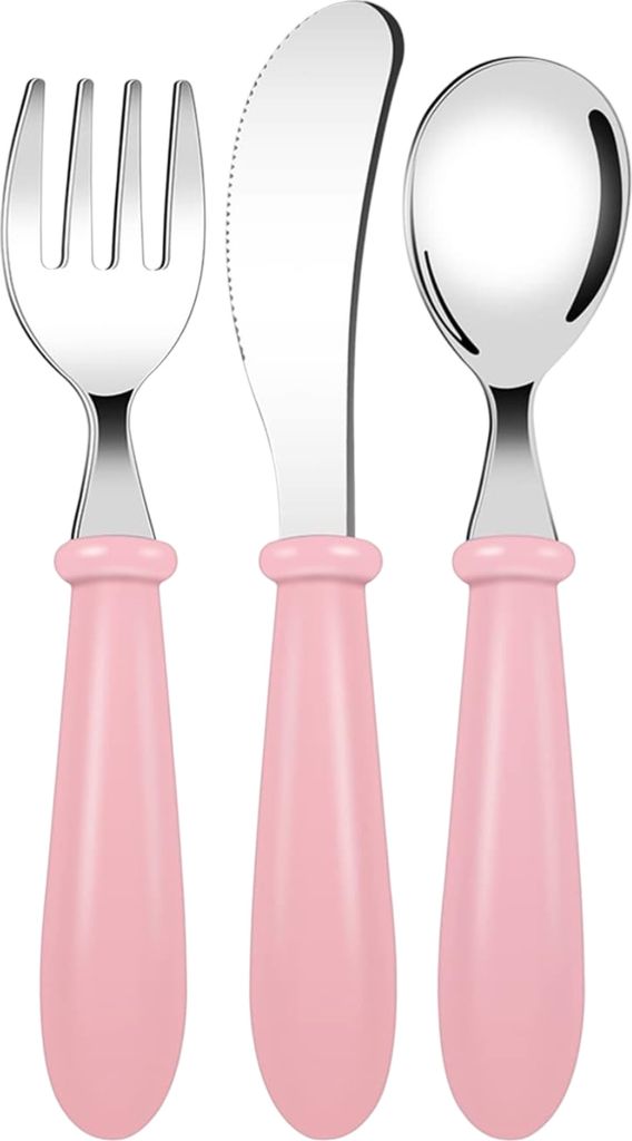 Dětské bezpečnostní příbory Blurred Steel Pink 3 kusy Obrázek produktu 
