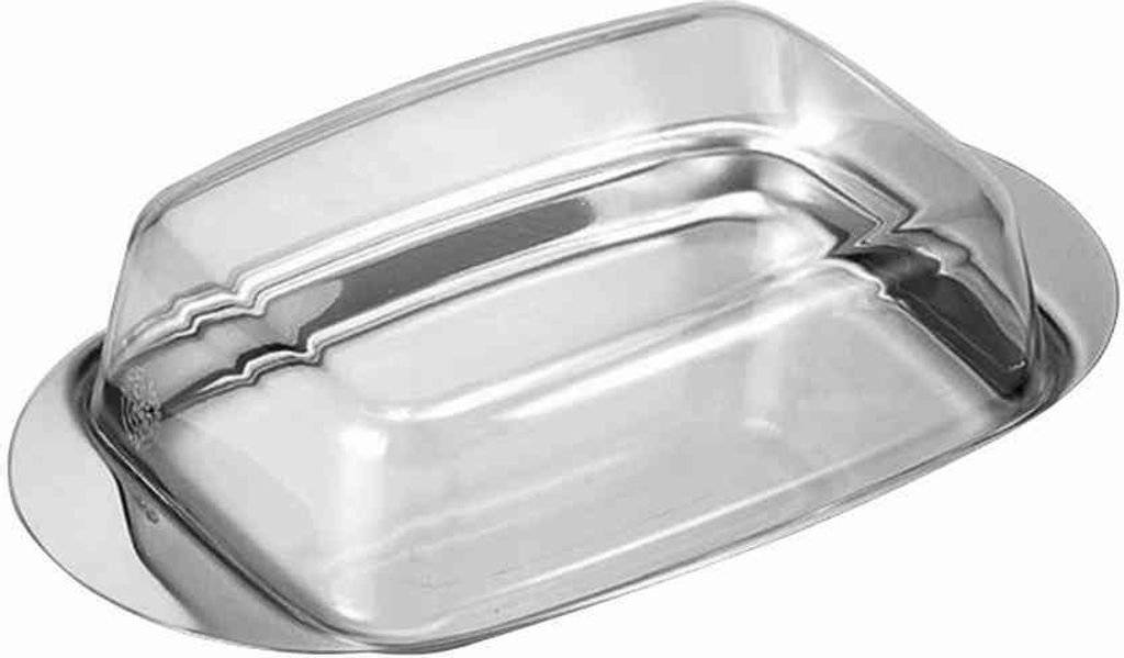 chg Butterdose mit Haube, silber/klar
