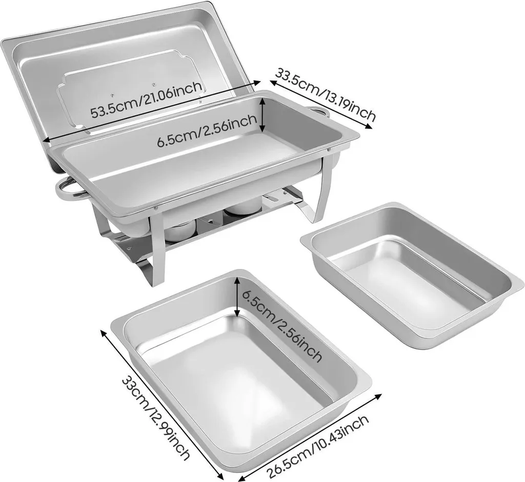 Set Piatti da Portata Acciaio Inox Argento Buffet Server Professionale