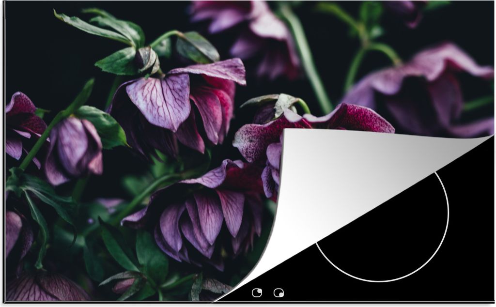 KitchenYeah Herdabdeckplatte Blumen - Hell - Rosa , 81x52cm, Küche Deko, Glaskeramikkochfeld Herdabdeckung, Abdeckplatte fùr Kochfeld