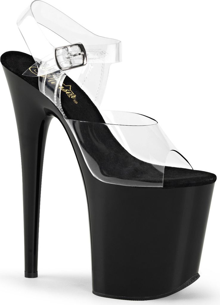 FLAMINGO-808 Damen Sandale von Pleaser, Transparent Schwarz Produktbild 