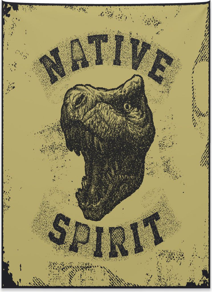 Abakuhaus Dinosaurier Wandteppich, Roaring Portrait Wild aus Weiches Mikrofaser Stoff Kein Verblassen Klare Farben Waschbar, 110 x 150 cm, Armeegr...