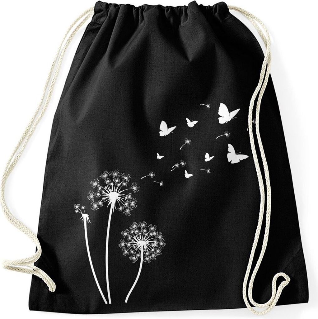 Turnbeutel Pusteblume Schmetterlinge Dandelion Butterflys Autiga schwarz unisize