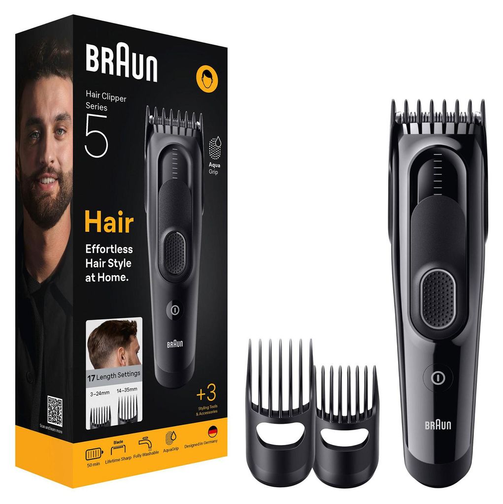 Braun HC5530, Černá, 3 mm, 3,5 cm, Hlava, Baterie, 50 min Obrázek produktu 
