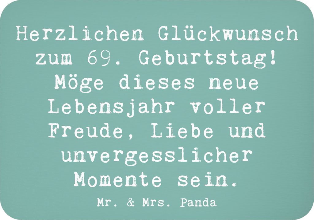 Mr. & Mrs. Panda Kühlschrankmagnet Spruch 69. Geburtstag Glückwunsch - Meeresbrise - Geschenk, magnet, besondere Feier, whiteboardmagnet, Alter, ...