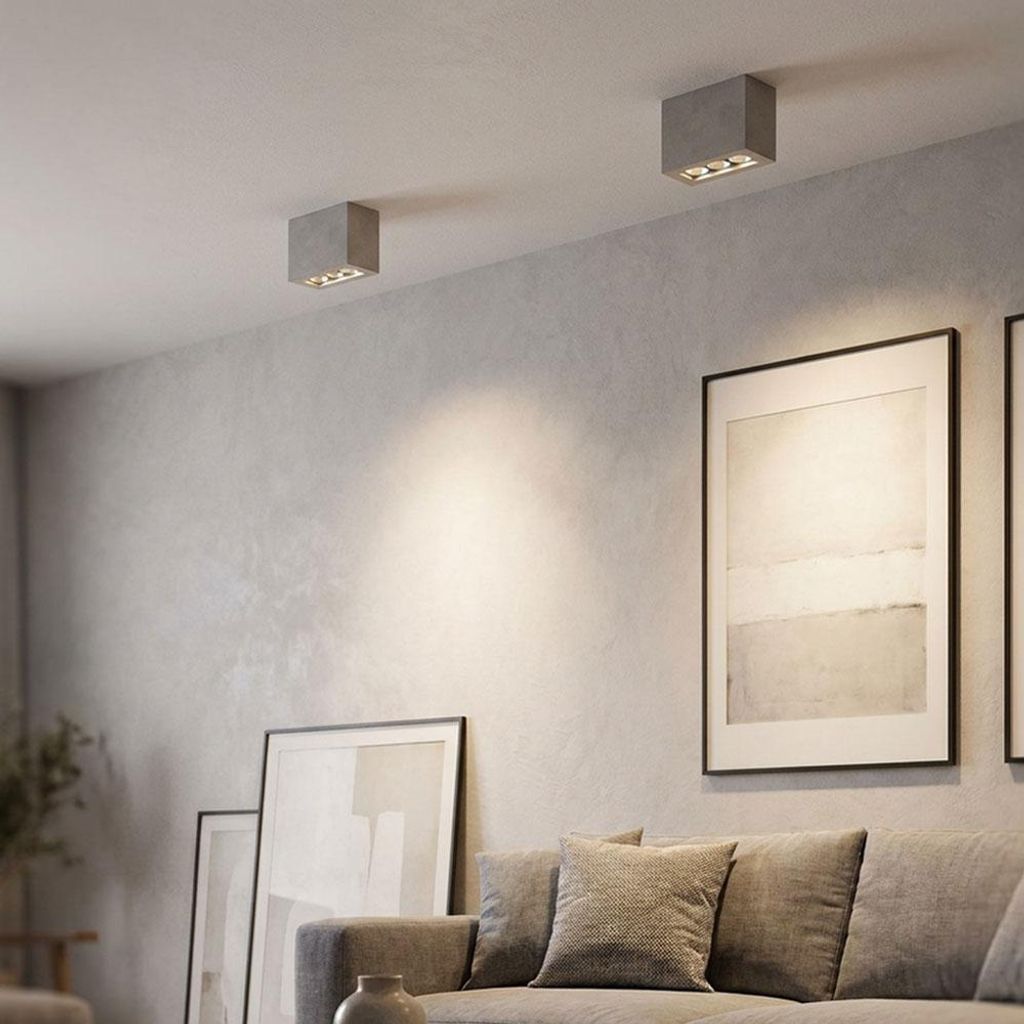 2er Set LED Deckenleuchte, Betonoptik, eckig, grau, L 12,2 cm