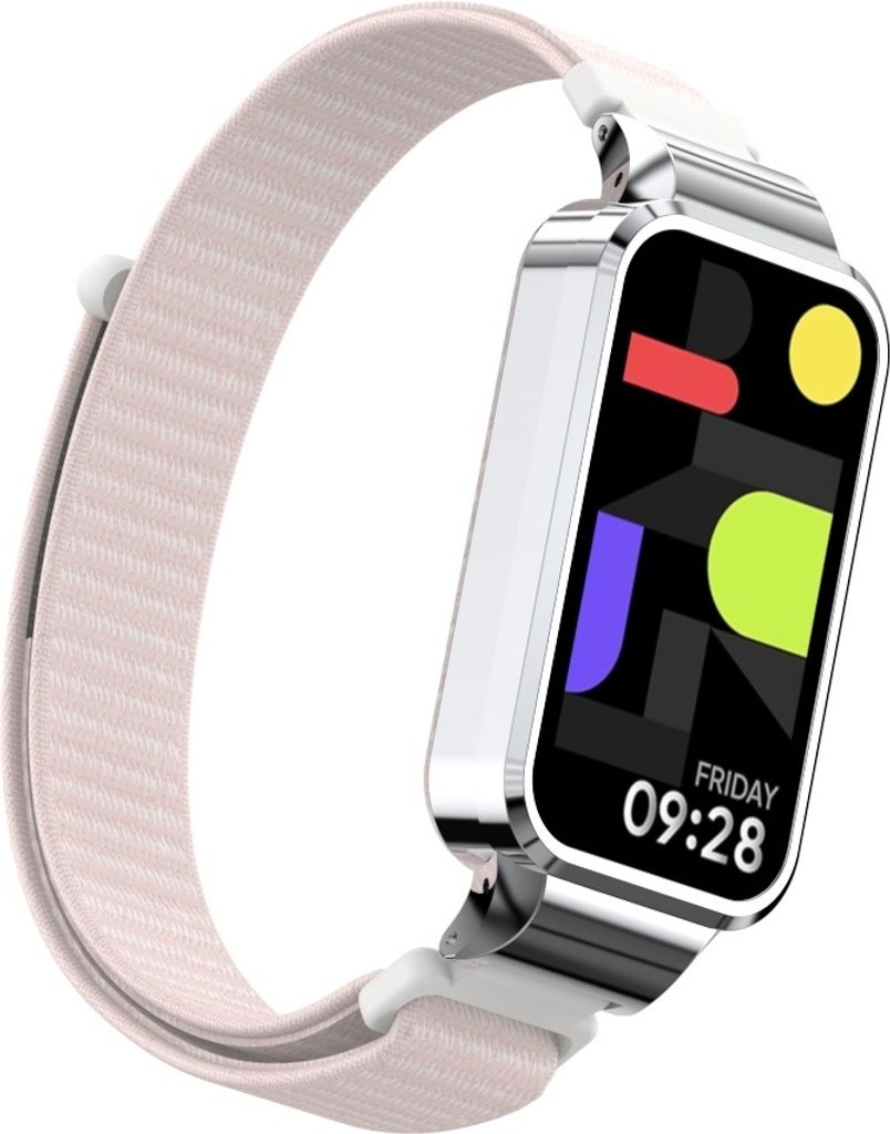 Strap-it Nylonband mit Klettverschluss - passend für Xiaomi Smart Band 9 Active (Hellrosa)