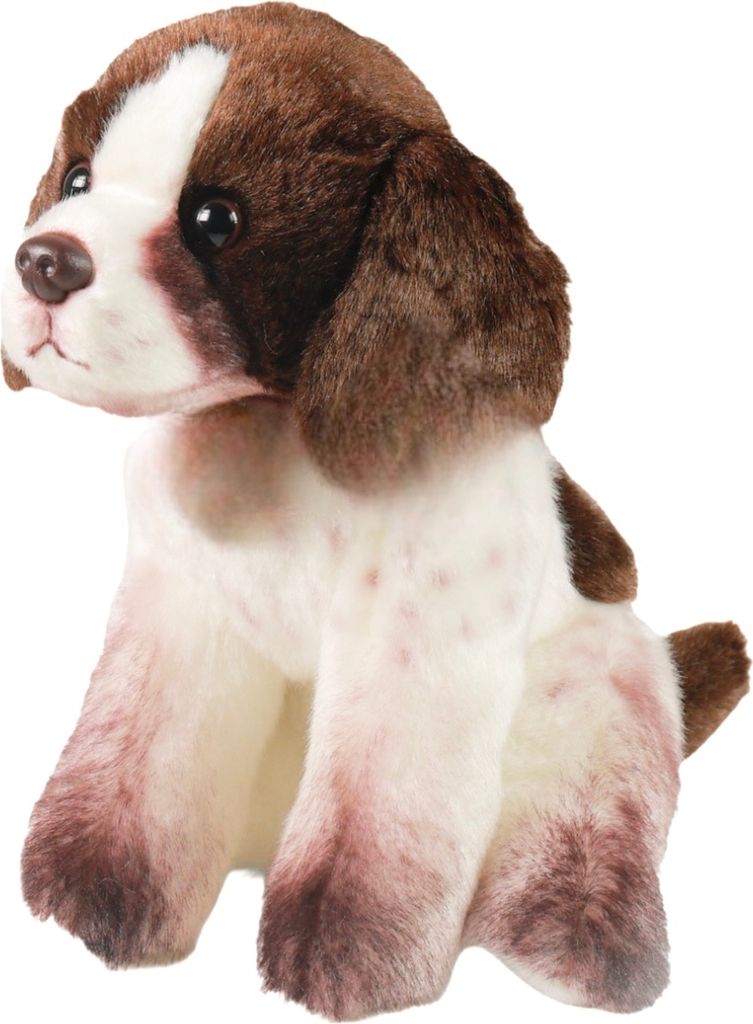 Kuscheltier Jagdhund sitzend braun/weiß 24 cm Plüschhund