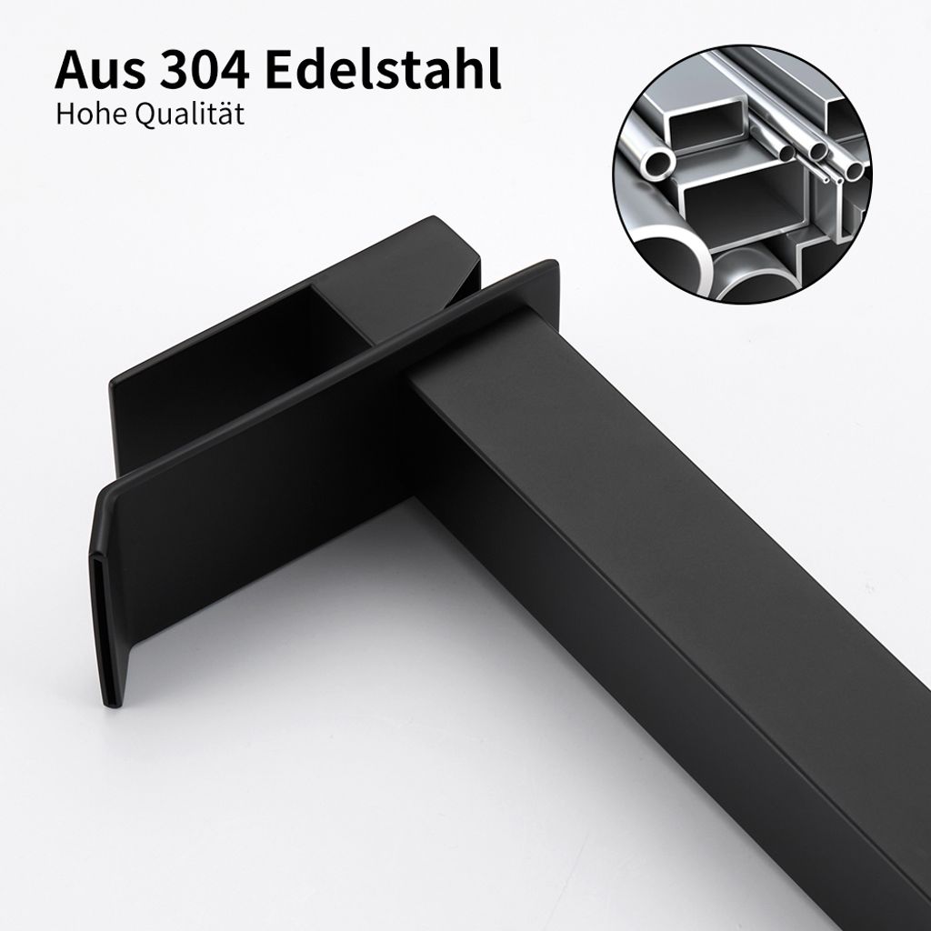 Homelody Wasserhahn Bad Wasserfall Badarmaturen Schwarz Produktbild 5