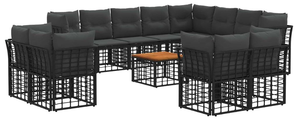 Möbel Outdoor-Sofagarnitur 13 pcs Schwarz und Dunkelgrau PolyesterGartenmöbelgarnituren - Gartenmöbelgarnituren c5796
