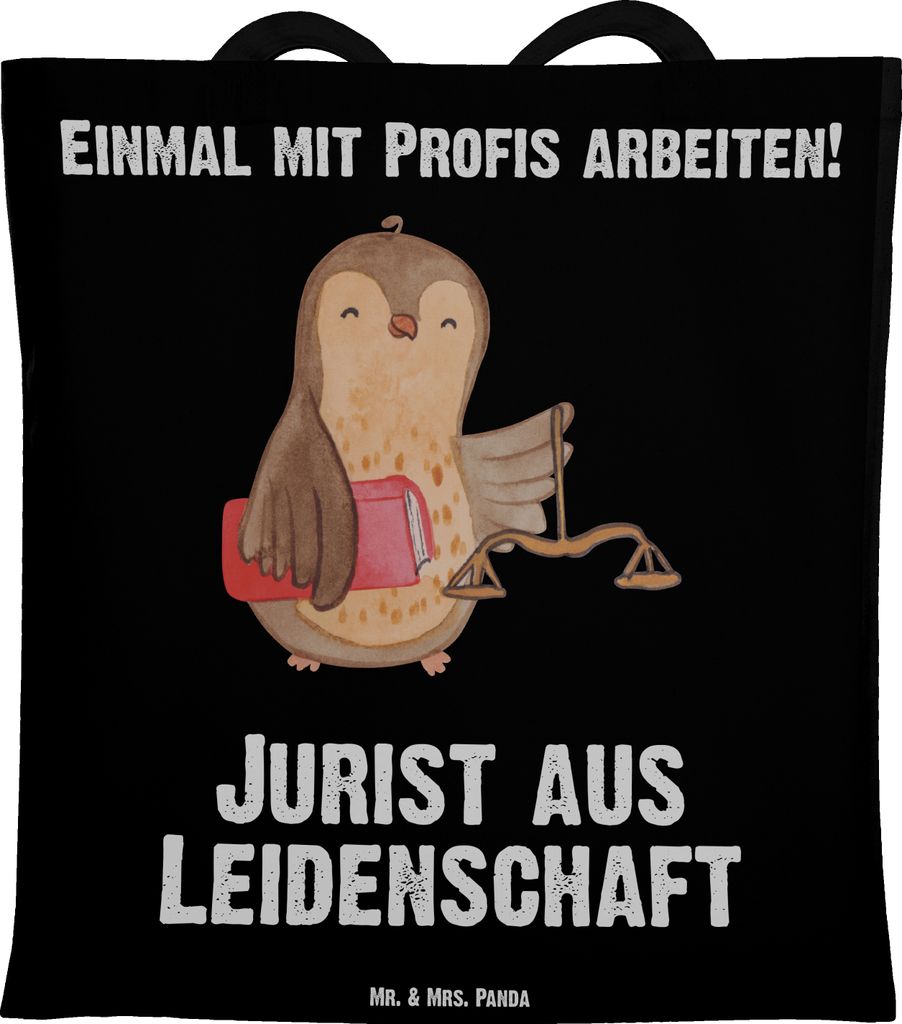Mr. & Mrs. Panda Beutel Jurist Leidenschaft - Schwarz - Geschenk, Master Of Laws, Spruch, Shopping Tasche, Lustig, Einkaufstasche, Tote Bag, Laptop...