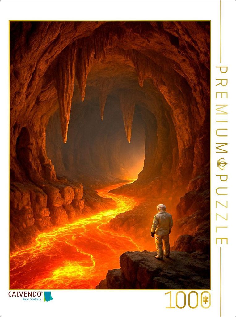 CALVENDO Puzzle Lavaströme in einer Höhle | 1000 Teile Lege-Größe 64x48cm Foto-Puzzle für glückliche Stunden