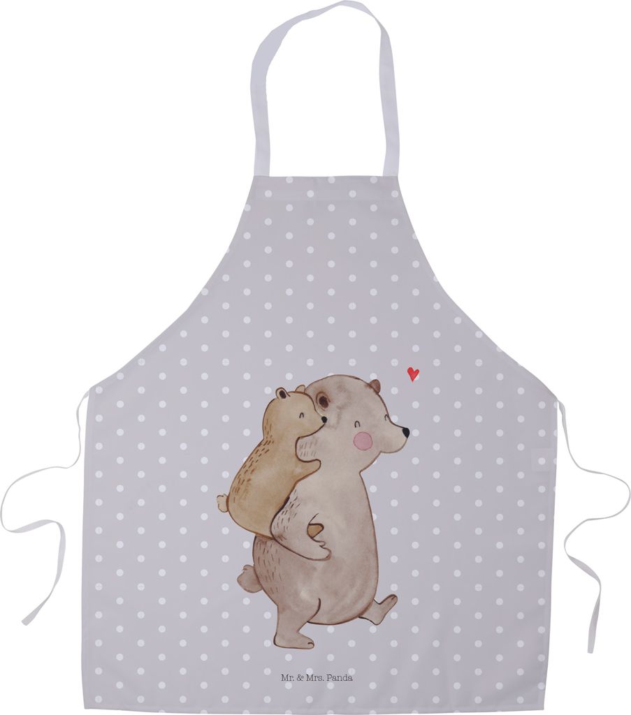 Mr. & Mrs. Panda Schürze Papa Bär - Grau Pastell - Geschenk, Vater, Backschürze, Muttertag, Küchenzubehör, Kochschürze, Küchenschürze, Gril...