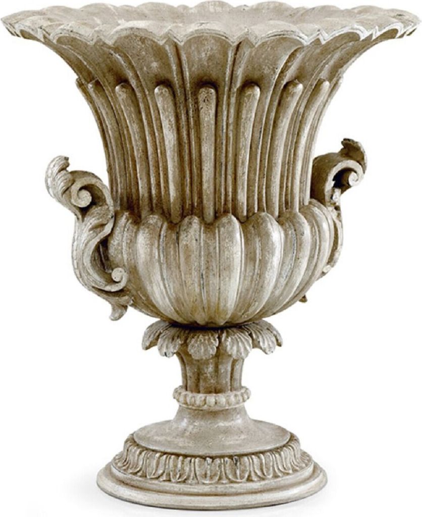 Casa Padrino Luxus Barock Deko Vase Antik Grau - Prunkvolle Barockstil Massivholz Blumenvase - Barock Deko Accessoires - Edel & Prunkvoll - Luxus Q...