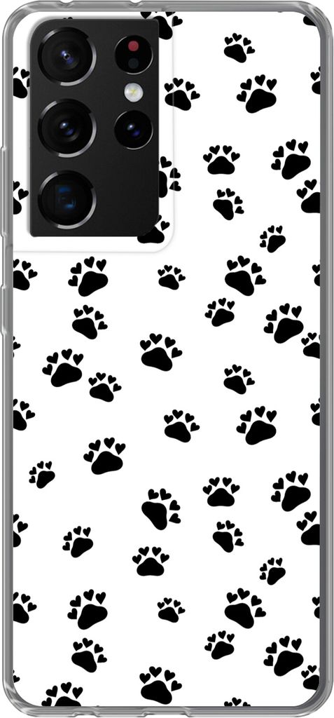 MuchoWow Handyhülle Schutzhülle Hülle für Telefoonhoesje Samsung Galaxy S21 Ultra Muster - Katze - Pfoten - Jungen - Mädchen - Kinder - Kind...