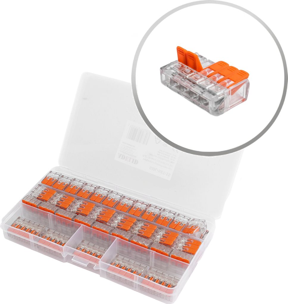 Verbindungsklemmen Set 25x 2-Leiter 25x 3-Leiter 5x 5-Leiter Kabelklemme mit Hebel Steckklemme
